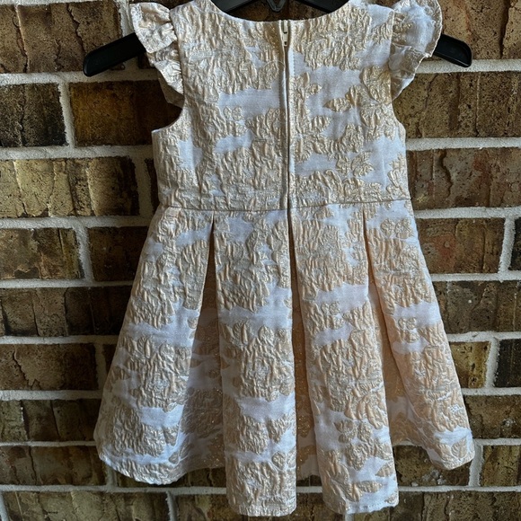 Rare Editions Ivory and Gold Brocade Dress with Bow - Picture 6 of 11
